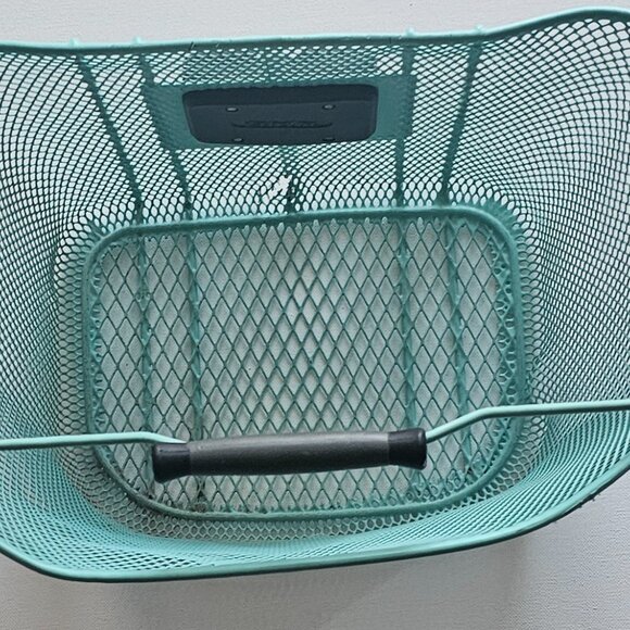Electra Bike Bicycle Metal Basket Turquoise Green with Handle - Picture 4 of 7